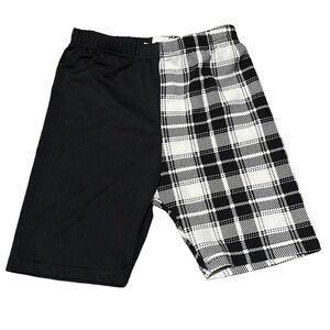 Girls Bike Shorts Black and plaid Size 10